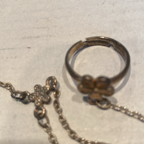 Vintage Clover Slave Bracelet with Ring, one piece - Picture 2 of 3